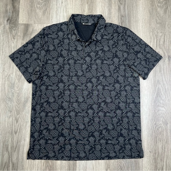Travis Mathew Polo Shirt Mens Size XXL‎ Black pineapple Golf Tennis Pima Cotton - Picture 2 of 7